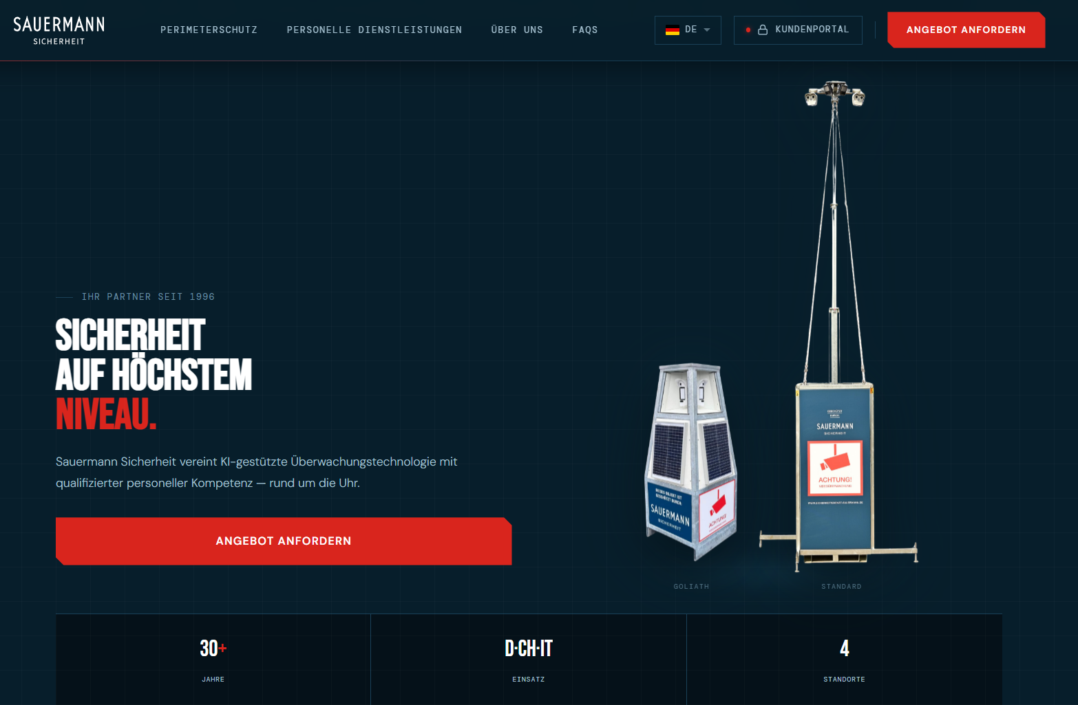 Website von Sauermann Sicherheit